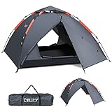 Cflity Camping Zelt, 3 Personen Instant Pop Up Zelt Wasserdicht DREI Schicht Automatische Kuppelzelt, Große 4...