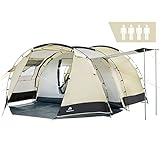 CampFeuer Zelt Super+ für 4 Personen | Sand/Schwarz | Großes Tunnelzelt mit 2 Eingängen und Vordach, 3000 mm...